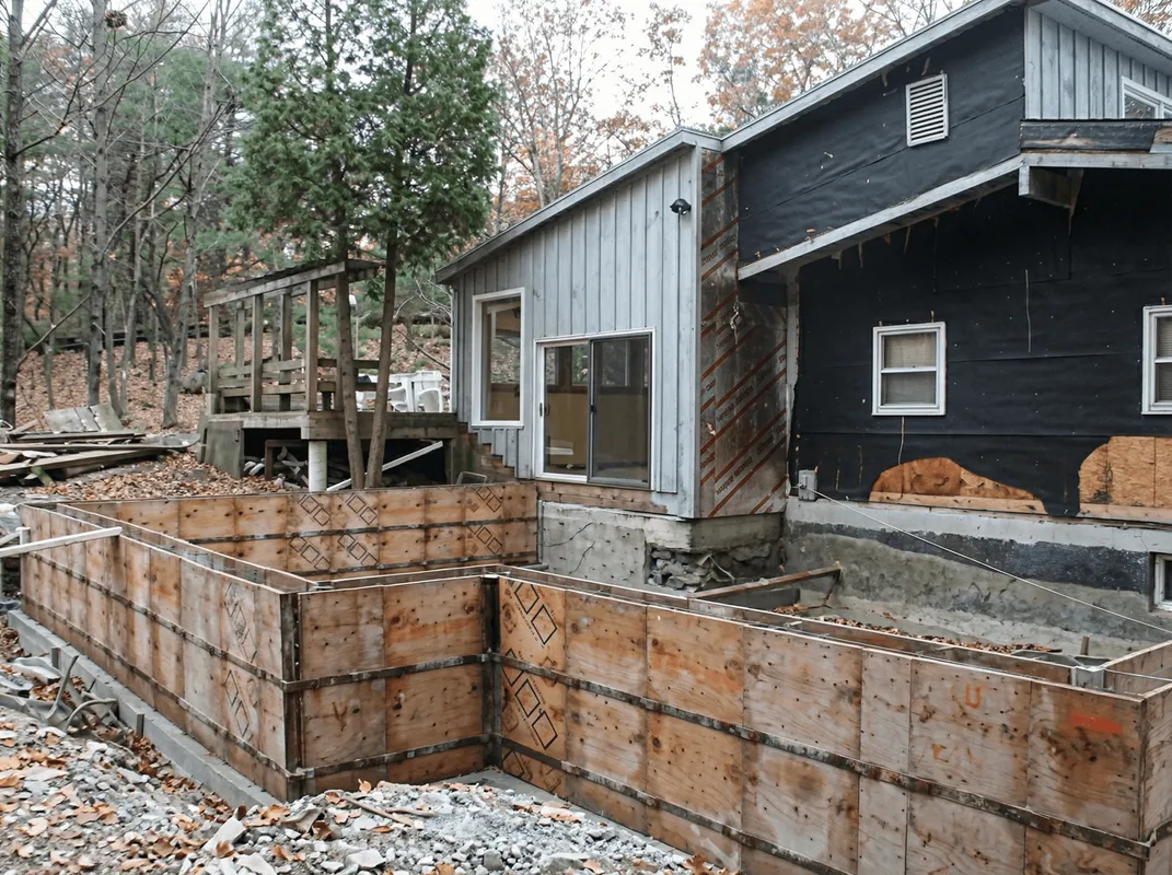 Prepared site with foundation forms for home remodeling and addition project in Springfield, MO